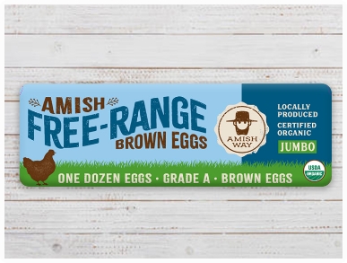 Amish Way Free Range brown jumbo eggs carton