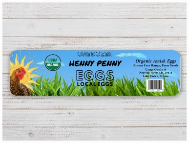 Henny Penny organic and cage free Amish large brown eggs carton